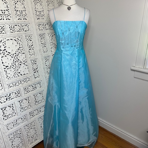 Blondie Nites By Jaslene Y2K Style Baby Blue Fairy Core Embellished Prom Dress - Picture 1 of 8